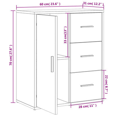 vidaXL Skenkur Sonoma Eik 60x31x70 cm Samsettur Viður