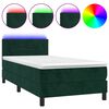 vidaXL H&oacute;lfa&eth; Springr&uacute;m me&eth; D&yacute;nu&LED D&ouml;kkgr&aelig;nt 90x190 cm Flauel