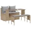 vidaXL 3 Hluta Gar&eth;bor&eth;sett me&eth; Sessum Drappa&eth; P&oacute;l&yacute;rattan
