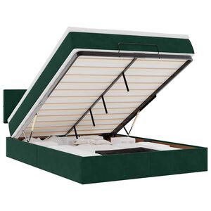 vidaXL Ottoman r&uacute;m me&eth; d&yacute;nu D&ouml;kkgr&aelig;nt 140x200cm Flauel