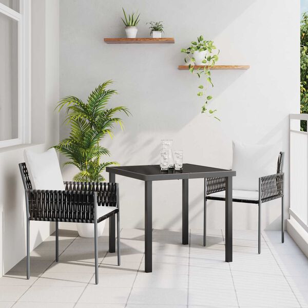 vidaXL Gar&eth;ur bor&eth;sett 3 pcs Br&uacute;nn og svartur PE rattan