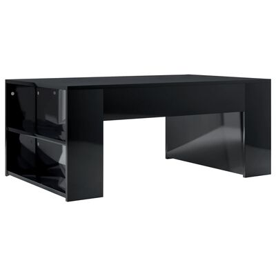 802118 vidaXL Coffee Table High Gloss Black 100x60x42 cm Chipboard
