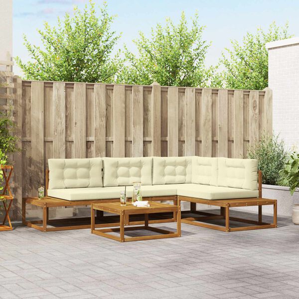 vidaXL &Uacute;ti s&oacute;fasett 5 Stykki N&aacute;tt&uacute;rulegt og Krem