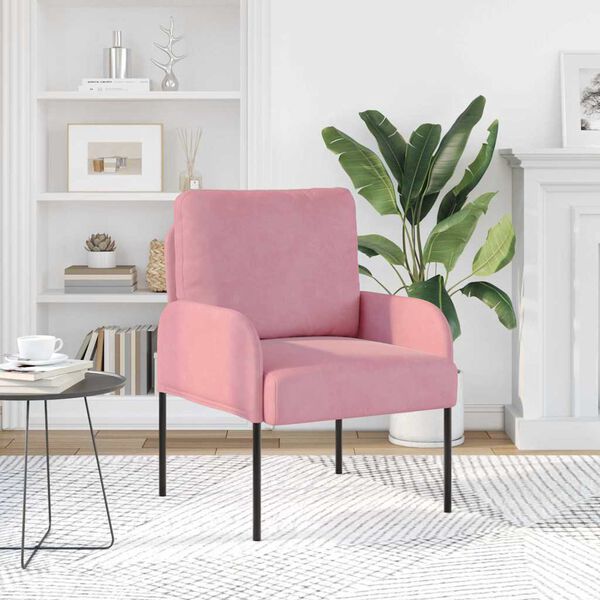 vidaXL S&oacute;far me&eth; p&uacute;&eth;i 55cm Bleikur Krossvi&eth;ur