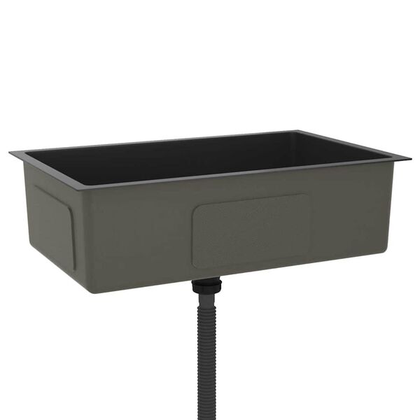 vidaXL Handsmíðaður Eldhúsvaskur Svartur Ryðfrítt Stál