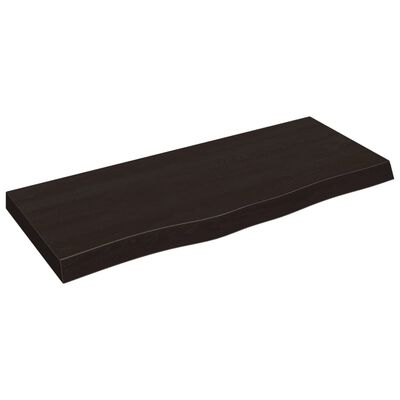 vidaXL Vegghilla Dökkbrún 100x40x(2-6) cm Meðhöndluð Gegnheil Eik