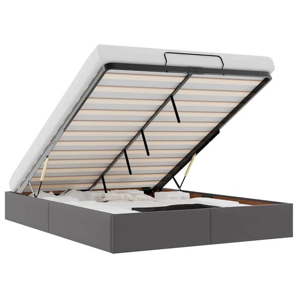 vidaXL Ottoman rúmgrind án dýnu Grá 140x190 cm gervi leður