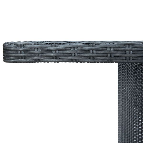 vidaXL Garðborð Grátt Pólýrattan og Hert Gler