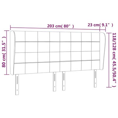 vidaXL Höfðagafl með Eyrum 203x23x118/128 cm Dökkbrúnn Efni