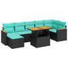 vidaXL 8 stykki gar&eth;s&oacute;fasett me&eth; p&uacute;&eth;um Black Poly Rattan Acacia