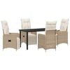 vidaXL Gar&eth;ur bor&eth;sett me&eth; p&uacute;&eth;i 5 pcs Drapplita&eth;ur p&oacute;l&yacute;rattan