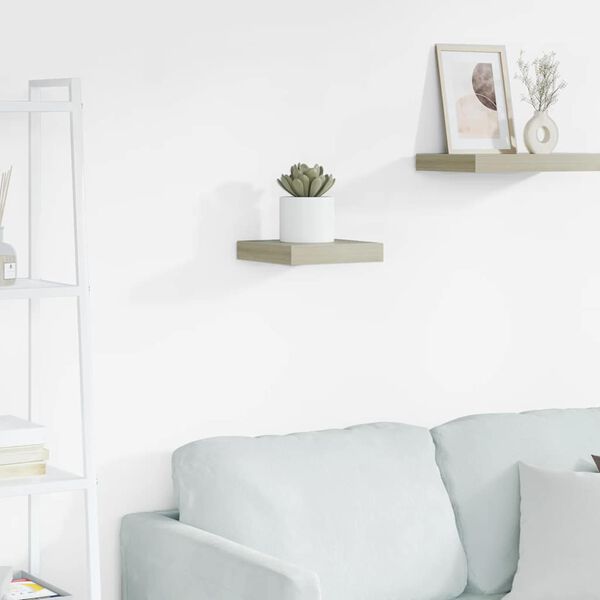 vidaXL Vegghilla me&eth; Sk&uacute;ffu Eikarlitu&eth; 23x23,5x3,8 cm MDF