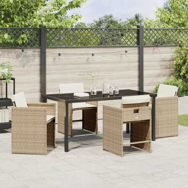 vidaXL Gar&eth;ur bor&eth;sett 5 pcs Drapplita&eth;ur p&oacute;l&yacute;rattan