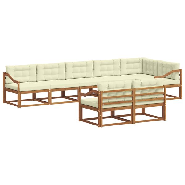 vidaXL &Uacute;ti s&oacute;fasett me&eth; p&uacute;&eth;i 8 pcs N&aacute;tt&uacute;rulegt og Krem