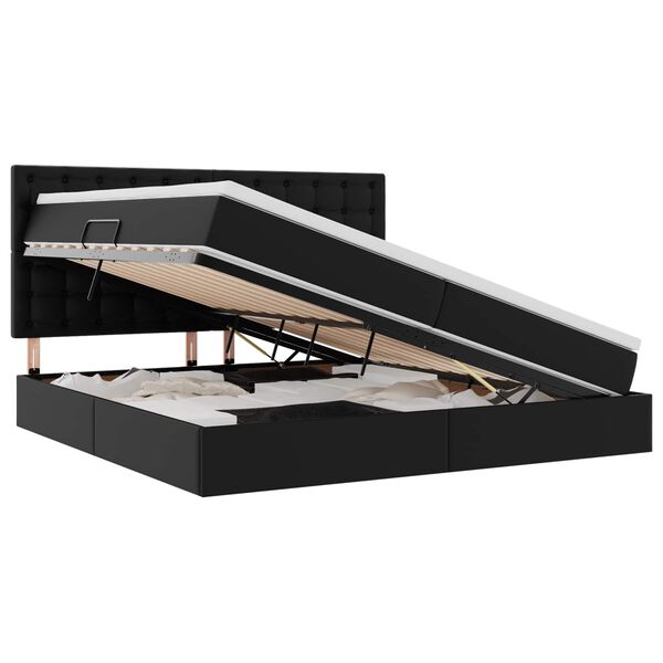 vidaXL R&uacute;m me&eth; geymslur&yacute;mi og LED Svartur 200 x 200 cm Gervile&eth;ur