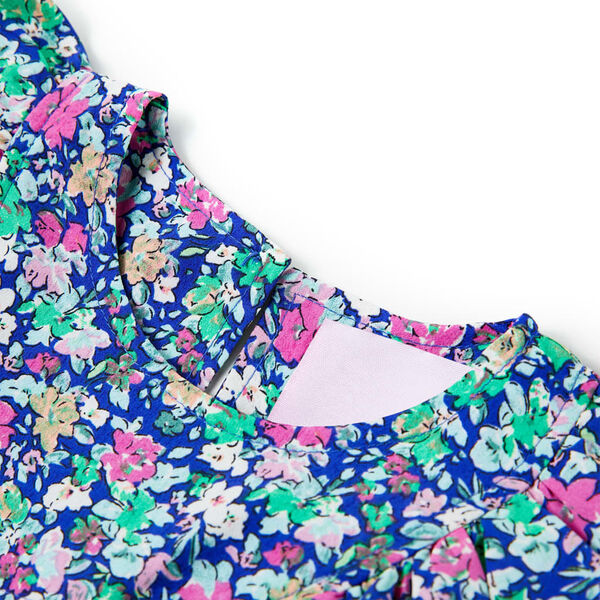 Barnakjóll með Pífuermum Kóbaltblár 116