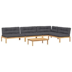 vidaXL 5 Hluta Pallas&oacute;fasett me&eth; Sessum Gegnheill Akas&iacute;uvi&eth;ur