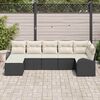 vidaXL Garðsófa sett með púði 7 pcs Svartur Poly rattan