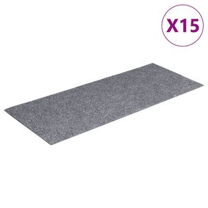 vidaXL Stigamottur sjálflímandi 15 stk 60x25 cm ljósgrár rétthyrndar