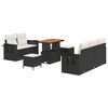 vidaXL Gar&eth;s&oacute;fa sett me&eth; p&uacute;&eth;i 8 pcs Svartur p&oacute;l&yacute;rattan