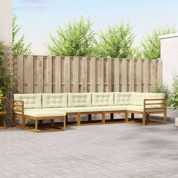 vidaXL &Uacute;ti s&oacute;fasett me&eth; p&uacute;&eth;i 7 pcs N&aacute;tt&uacute;rulegt og Krem