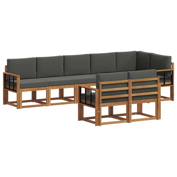 vidaXL &Uacute;ti s&oacute;fasett me&eth; p&uacute;&eth;i 8 pcs N&aacute;tt&uacute;rulegt og Antrac&iacute;t