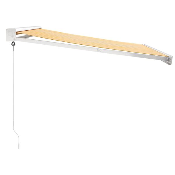 vidaXL &Uacute;tdraganlegt Skyggni Gult og Hv&iacute;tt 3,5x2,5 m Efni og &Aacute;l