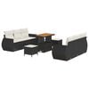 vidaXL Gar&eth;s&oacute;fa sett me&eth; p&uacute;&eth;i me&eth; geymslu 9 pcs Svartur p&oacute;l&yacute;rattan