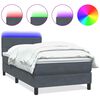 vidaXL H&oacute;lfa&eth; Springr&uacute;m me&eth; D&yacute;nu og LED D&ouml;kkgr&aacute; 100x210 cm Flauel