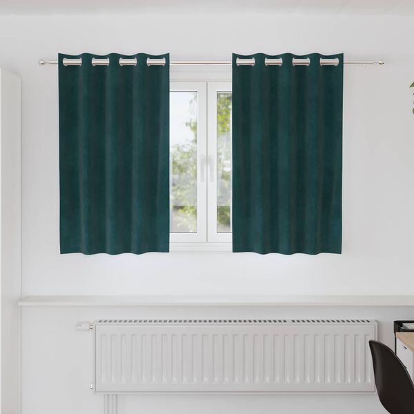vidaXL Myrkratj&ouml;ld 2 pcs D&ouml;kkgr&aelig;n 140 x 140 cm Flauel