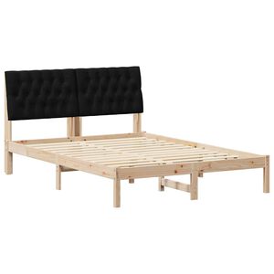vidaXL Ramsv&iacute;k me&eth; h&ouml;fu&eth;gafl Svartur 140 x 190 cm Solid furuhikk