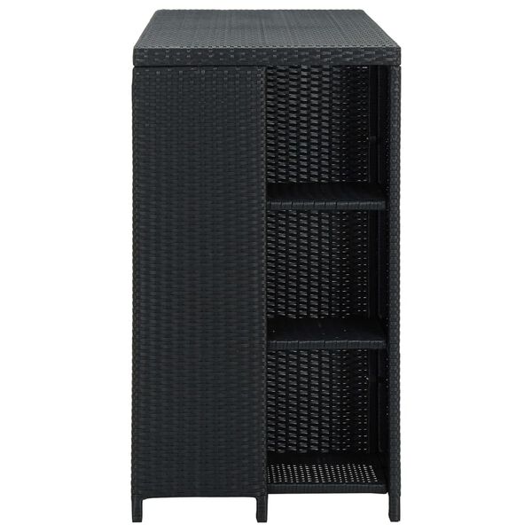vidaXL Barborð Svart með Hillum 120x60x110 cm Pólýrattan Svart