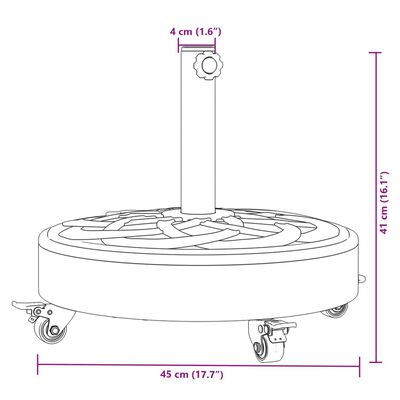 vidaXL Sólhlífarfótur m. Hjólum fyrir Ø38/48 mm Stangir 27kg Hringlaga