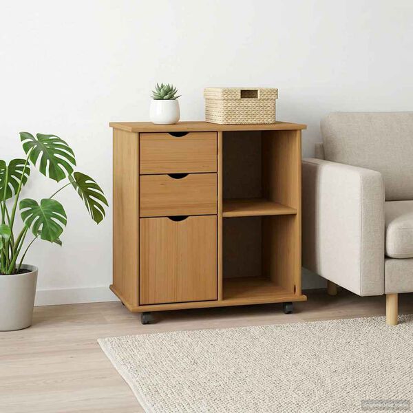 vidaXL Hj&oacute;lask&aacute;pur Hunangsbr&uacute;nn 63,5 x 39 x 65,5 cm &THORN;&eacute;tt furutr&eacute;