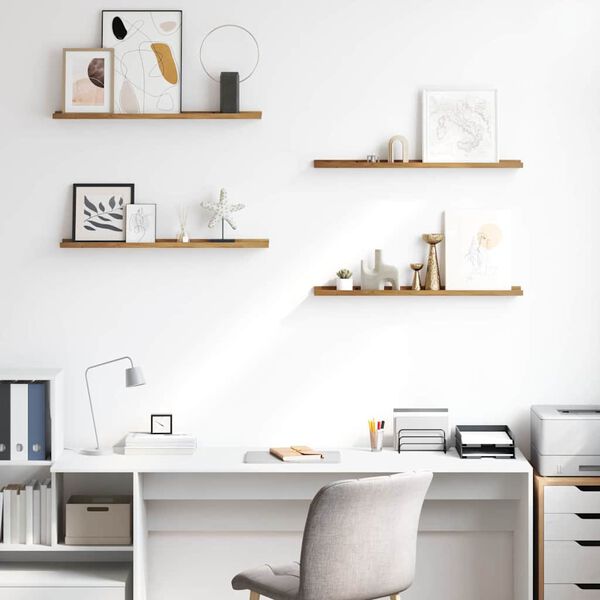 vidaXL Vegghylla me&eth; hillu 4 pcs Br&uacute;nn 80 x 9 x 3 cm Samsettur vi&eth;ur