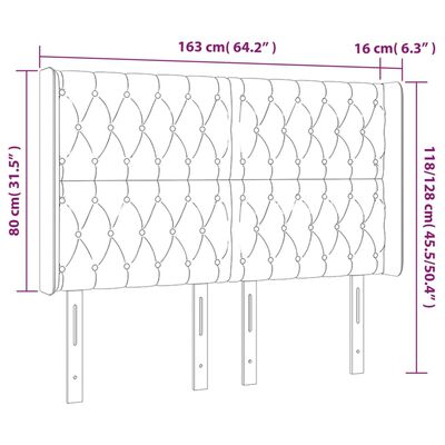 vidaXL LED Höfðagafl 163x16x118/128 cm Mógrátt Efni