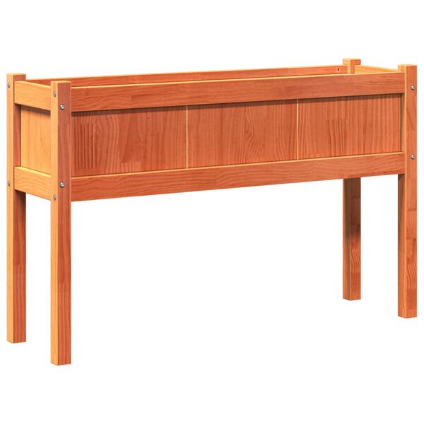 vidaXL Gróðurker í Garðinn með Fótum Vaxbrúnn 110x31x70 Gegnheil Fura