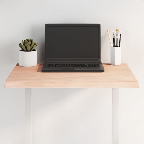 vidaXL Borðplata 60x60x2 cm Ómeðhöndluð Gegnheil Eik Náttúrul. Brúnir