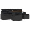vidaXL Gar&eth;s&oacute;fa sett me&eth; p&uacute;&eth;i me&eth; geymslu 6 pcs Svartur p&oacute;l&yacute;rattan
