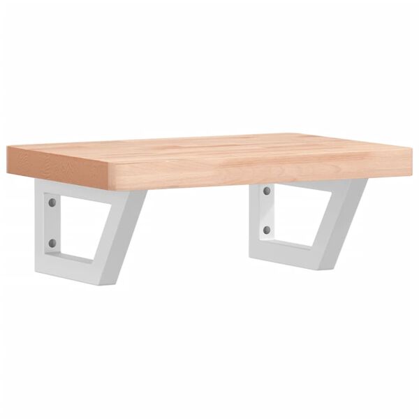 vidaXL Veggfest Handlaugarhilla Stál og Gegnheilt Beyki