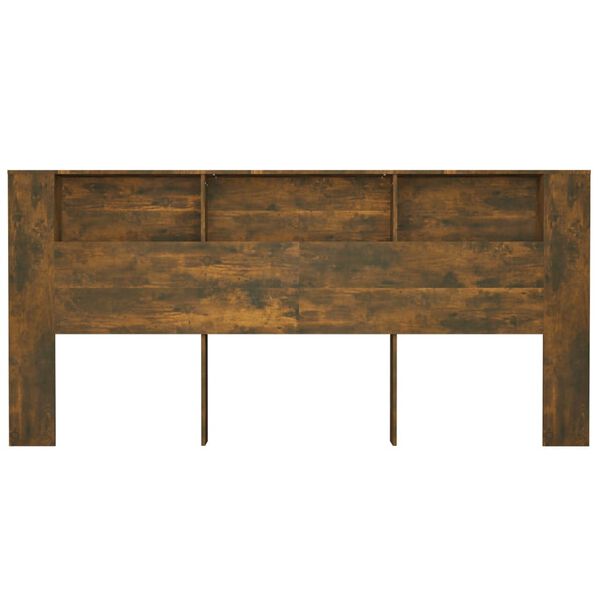 vidaXL Höfðagafl með Skápum Reyklituð Eik 220x18,5x104,5 cm