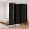 vidaXL 6-falt Skilr&uacute;m Svart 240x220 cm Tauefni