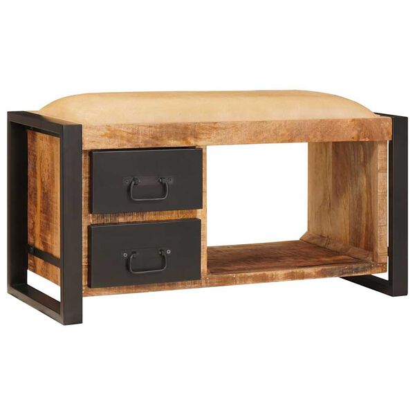 vidaXL Geymslubekkur Brúnn 80 x 35 x 40 cm Gegnheill mangóviður