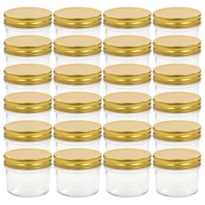 vidaXL Glersultukrukkur með Gylltum Lokum 24 stk. 110 ml