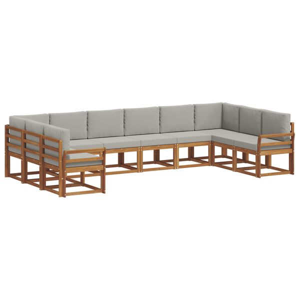 vidaXL &Uacute;ti s&oacute;fasett me&eth; p&uacute;&eth;i 10 pcs N&aacute;tt&uacute;rulegt og Lj&oacute;st Gr&aacute;tt