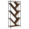 vidaXL B&oacute;kask&aacute;pur Reykt&oacute;na Eik 79x30x180 cm Samsettur Vi&eth;ur og M&aacute;lmur