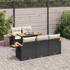 vidaXL 6 stykki gar&eth;s&oacute;fasett me&eth; p&uacute;&eth;um Black Poly Rattan Acacia