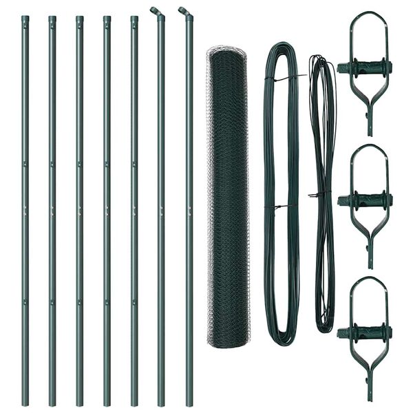vidaXL Gir&eth;ingarp&oacute;stur Gr&aelig;nn 10 x 1,2 m (25 mm net) St&aacute;l og PVC