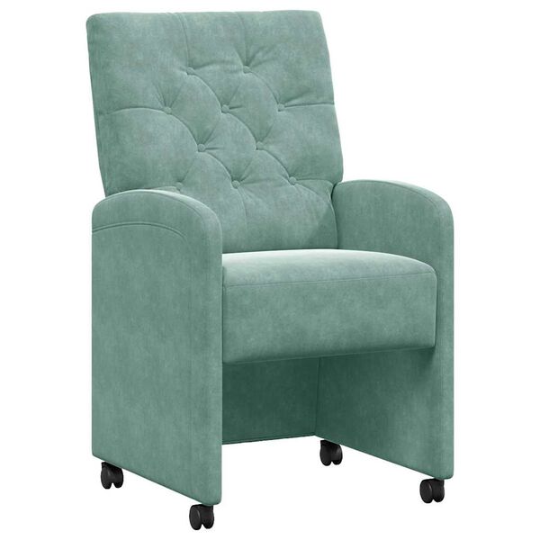 vidaXL Matsalstólar með hjólum 2 pcs sea green 58 x 67 x 97 cm Flauel