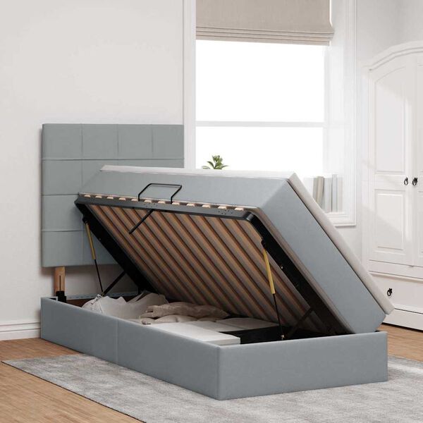 vidaXL R&uacute;m me&eth; geymslur&yacute;mi og d&yacute;nu Lj&oacute;sgr&aacute;r 90 x 200 cm P&oacute;l&yacute;ester